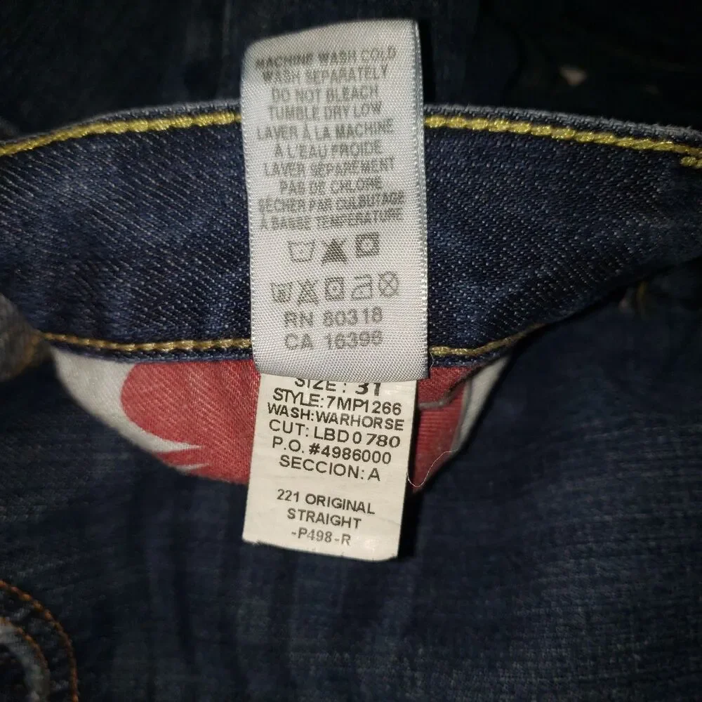 LUCKY BRAND 221 Original Straight Leg Button Fly Denim Jeans Mens Size 31